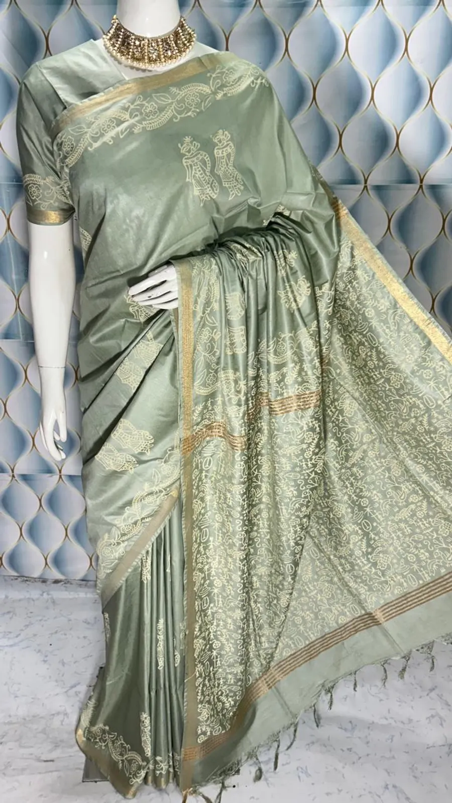 Hand Block Printed Pure Katan Silk Saree – Timeless Artistry in Every Thread